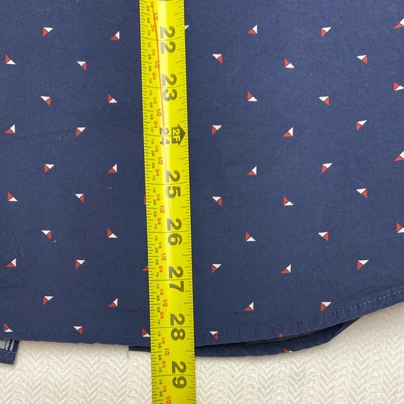 UNTUCKit Shirt Short Sleeve Button Down Cotton Navy Blue Red White Size Small - Picture 8 of 9